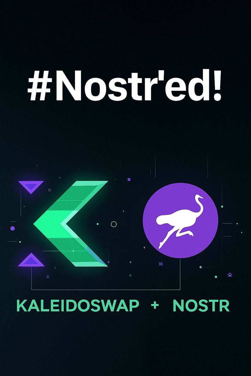 We got #Nostr’ed 😎⚡️
Next KaleidoSwap release → social layer + P2P marketplace on Nostr.
Sovereign trading is only getting started.