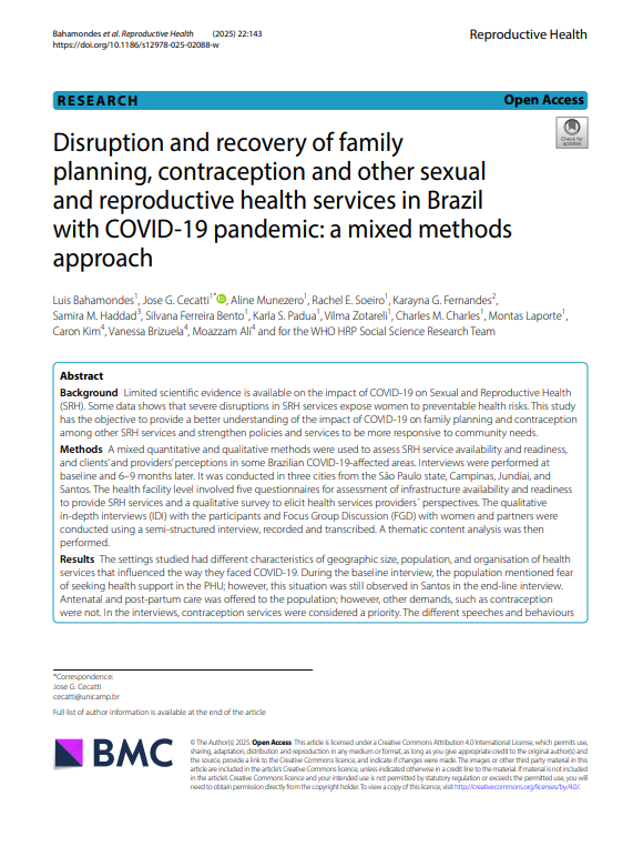 New findings from Brazil during COVID-19 — SRH services were put under pressure but they are recovering.
✅ Family planning, antenatal &amp; postnatal care recovering
✅ Telehealth expanded access

Challenges remain for adolescents:
🔗 bit.ly/3yYv7ij  

<a href="/Moazzam2000/">Moazzam</a>
