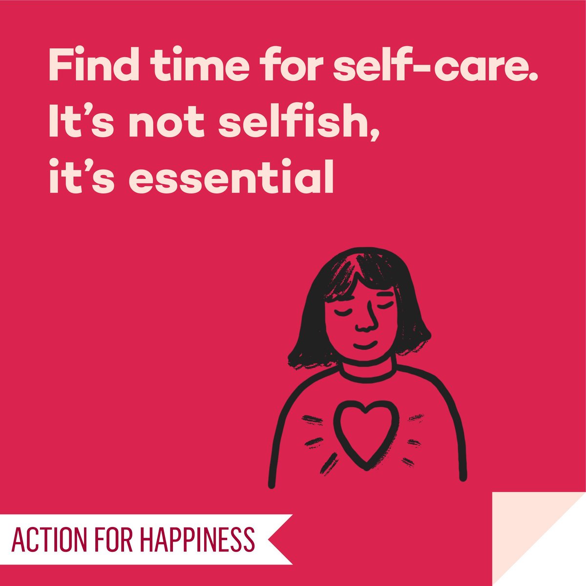 actionhappiness's tweet image. Self Care September - Day 1: Find time for self-care. It’s not selfish, it’s essential actionforhappiness.org/self-care-sept… #SelfCareSeptember