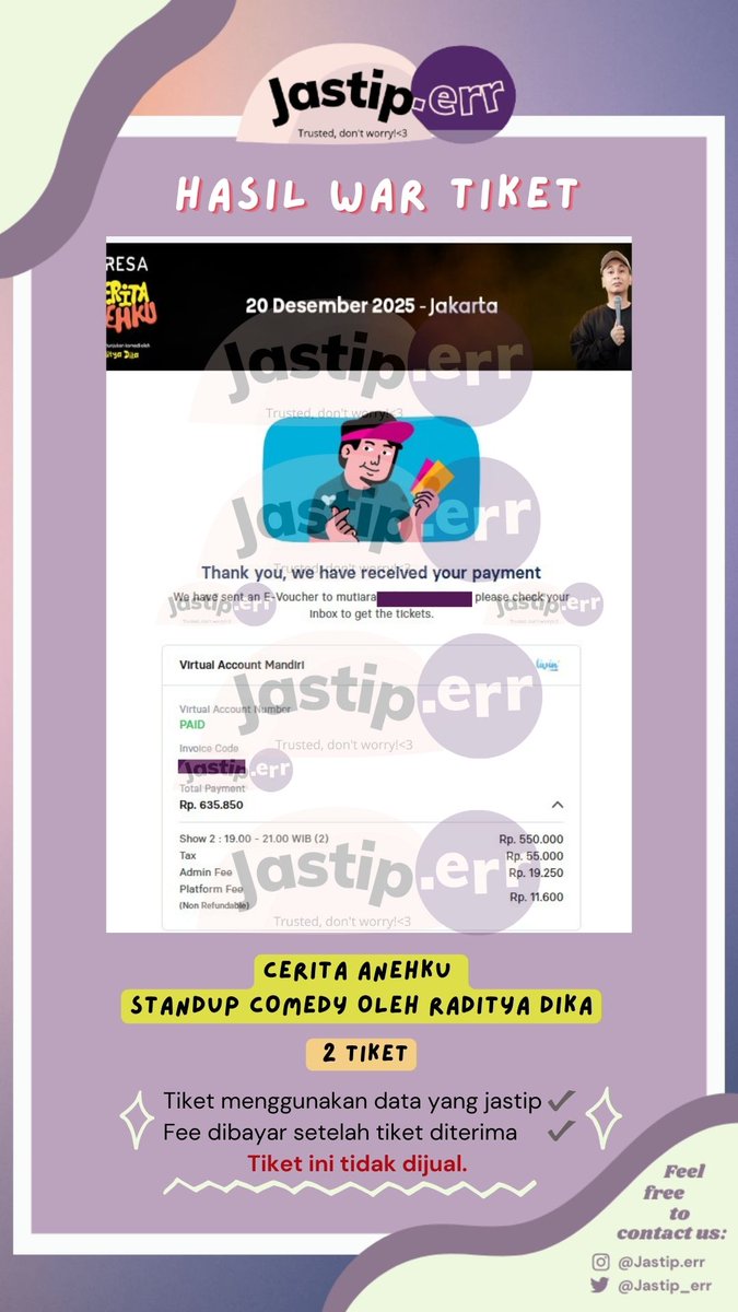 JASTIP.ERR (Jasa War Tiket) tweet media
