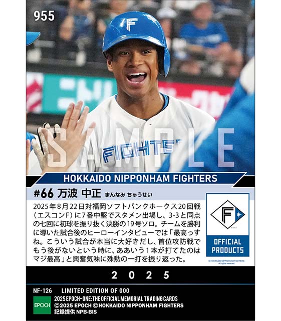 2023 EPOCH ONE エポックワン 日本ハム 万波中正 31枚限定 2023 EPOCH ONE エポックワン 日本ハム 万波中正 31枚限定 2023