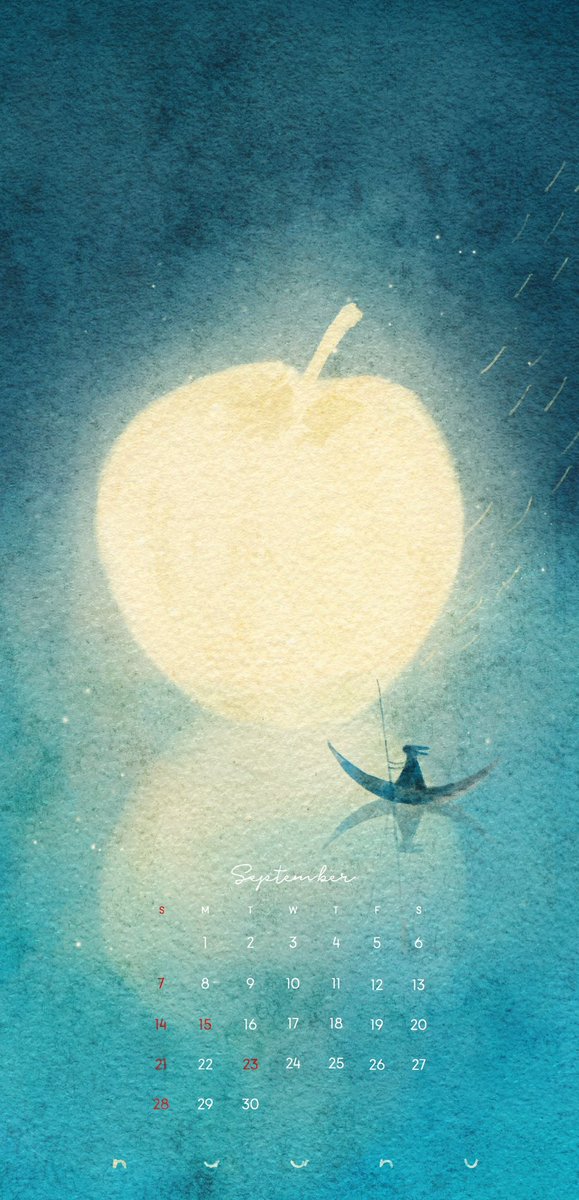 n_u_u_n_u's tweet image. お待たせしました。

2025年9月のフリー壁紙カレンダーです。

よかったらつかってください。

Title「月がりんごですね。」