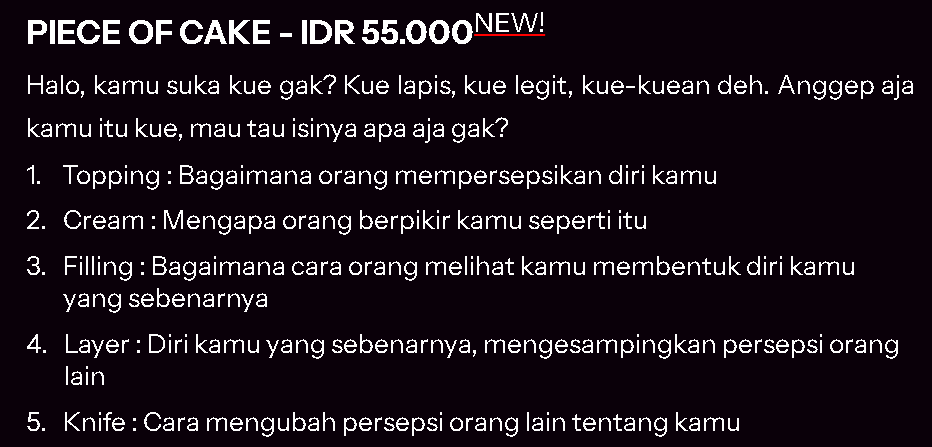 Reposts and any interaction are appreciated! <3

Menyapa timeline dengan menu Tarot baru Riri, menu Shadow Work yang tampaknya manis layaknya kue namun susah untuk ditelan. Apakah kamu berminat untuk mencicipi? Riri bantu suapin, kok!

t. #zonauang