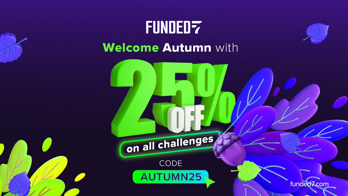 Hello September 👋 Kick off autumn with:
✅ 25% OFF ALL challenges

Runs all month (Sept 1–30). Start your challenge today 🚀

my.funded7.com/en/challenges

#Funded7Promo #AutumnTrading #ForexDeals