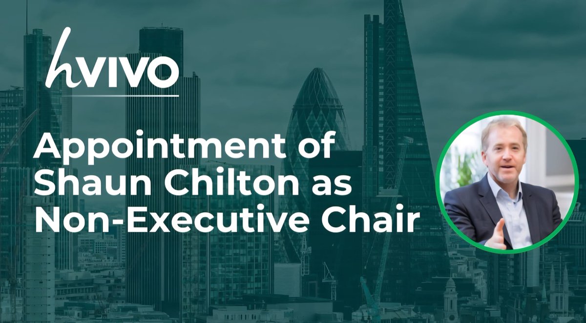 #HVO <a href="/hVIVO_UK/">hVIVO</a> - Appointment of Non-Executive Chair

- Shaun Chilton has today joined the Board of Directors as Non-Executive Chair with immediate effect.

- He has a track record of delivering strong growth in sales and enterprise value.

novuscomms.com/2025/09/01/hvo…