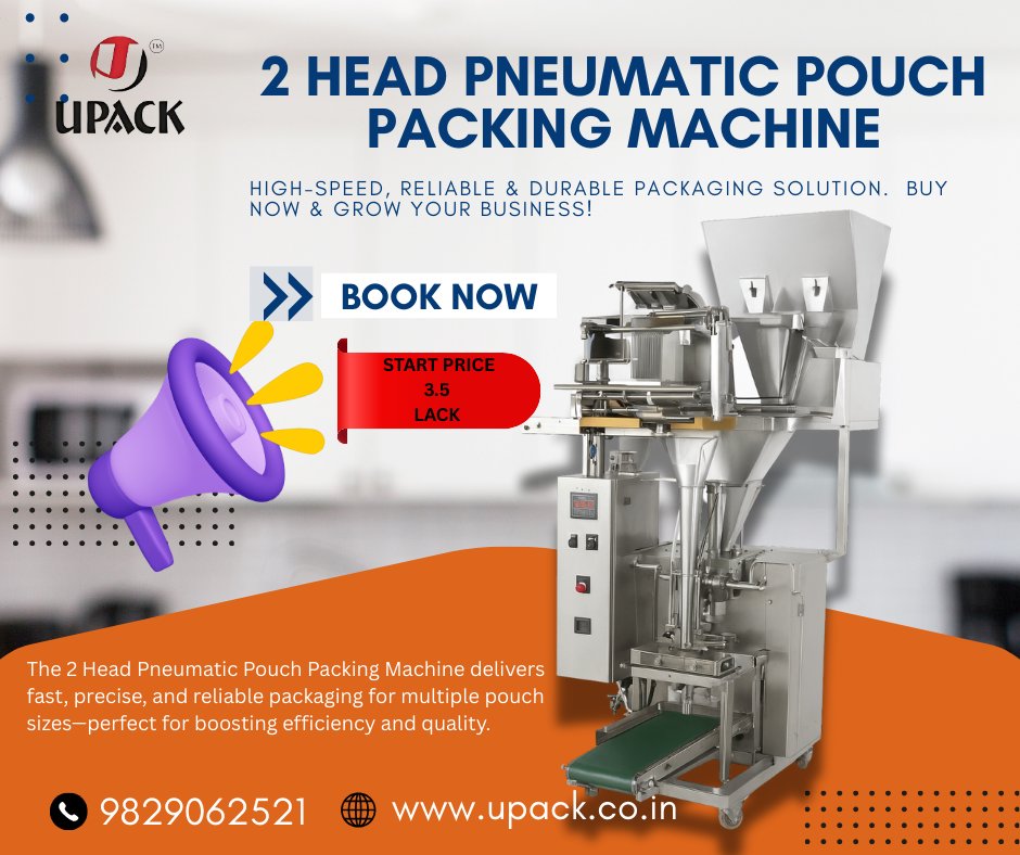 packersunique1's tweet image. 🚀 Upgrade your packaging process with our 2 Head Pneumatic Pouch Packing Machine – built for speed, accuracy, and durability.
Pneumatic Pouch Packing Machine

2 Head Packing Machine

Food Packaging Machinery India
#UniquePackagingMachines #PouchPackingMachine #2HeadPneumatic