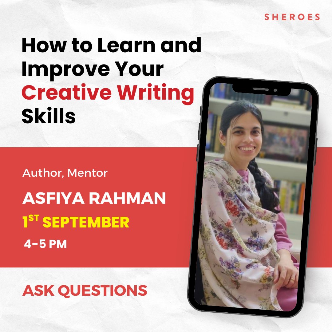 At SHEROES, we believe that every woman carries stories worth telling — stories that can inspire, heal, and create change.✍️
Join this session with Author &amp; Mentor <a href="/doonwriter/">asfiyarahman</a>  
🔗shrs.me/uQiY0ReIhWb