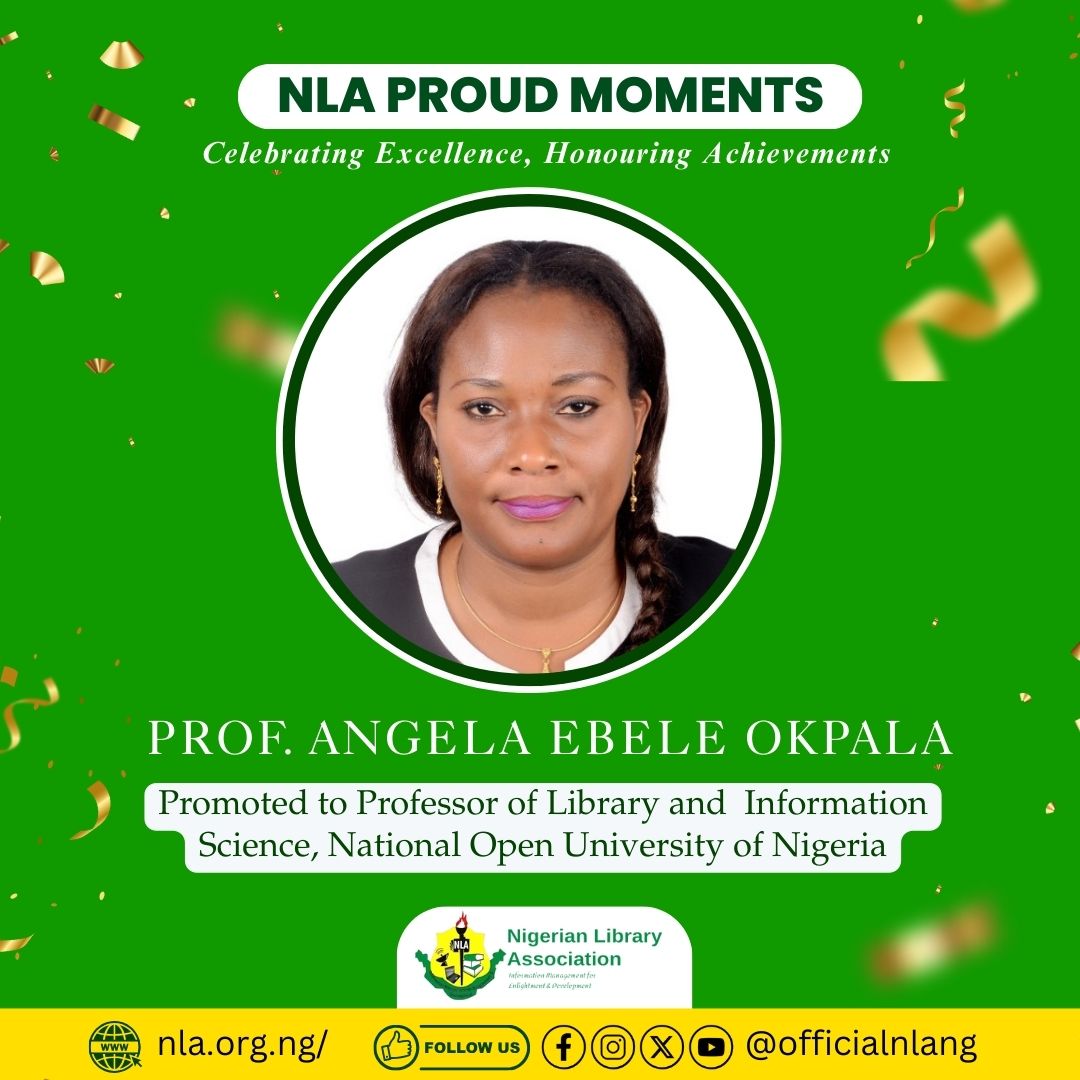 NLA PROUD MOMENT 
#Congratulations! Your achievement is a proud moment for the profession and a reflection of the brilliance and value librarians bring to society. Please accept the warmest regards of our President, Dr. Lawal Umar.
