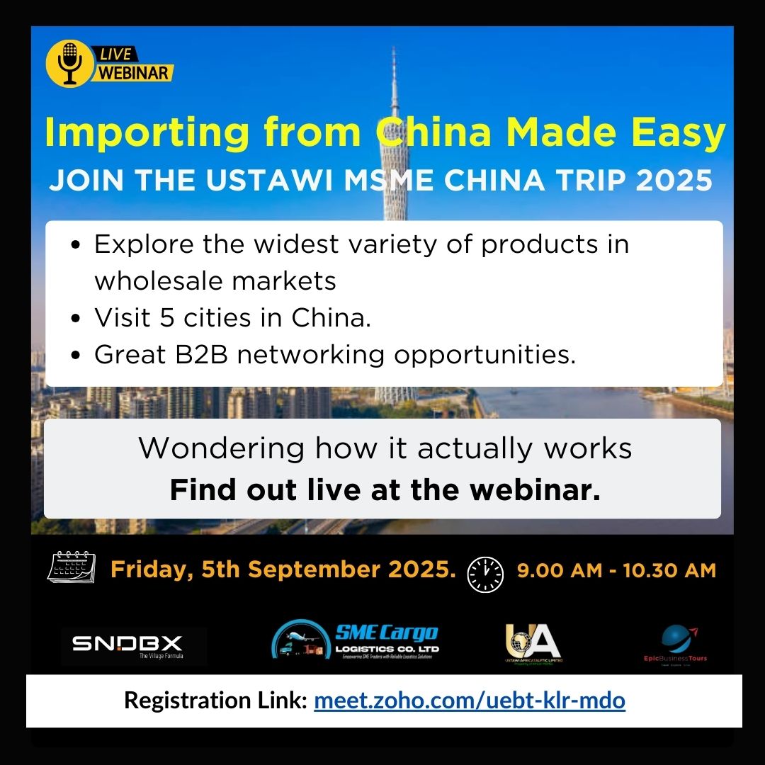 🚀🚀 Importing from China? Don’t get stuck with scams, hidden costs, or the wrong supplier.

Join the Ustawi MSME Trip 2025 Webinar to learn how to:
✨ Avoid costly mistakes
✨ Find trusted suppliers
✨ Handle shipping &amp; payments

👉 Register here: meet.zoho.com/uebt-klr-mdo