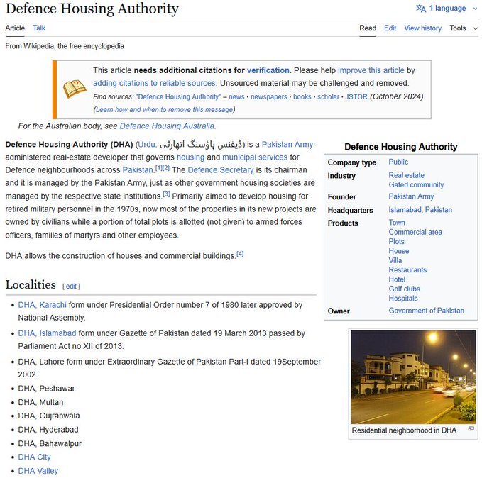 Adara khan (@adara_khan) on Twitter photo The Defence Housing Authority (DHA), administered by the Pak Army, began as housing for veterans but morphed into high-end gated communities in Karachi, Lahore, Islamabad and beyond, major urban land worth billions. #PakCroreCommanders <a href="/arianadelawari/">ariana delawari</a> <a href="/HabibKhanT/">Habib Khan</a> <a href="/AbduWatanpal/">وطنپال</a> The Defence Housing Authority (DHA), administered by the Pak Army, began as housing for veterans but morphed into high-end gated communities in Karachi, Lahore, Islamabad and beyond, major urban land worth billions. #PakCroreCommanders <a href="/arianadelawari/">ariana delawari</a> <a href="/HabibKhanT/">Habib Khan</a> <a href="/AbduWatanpal/">وطنپال</a>