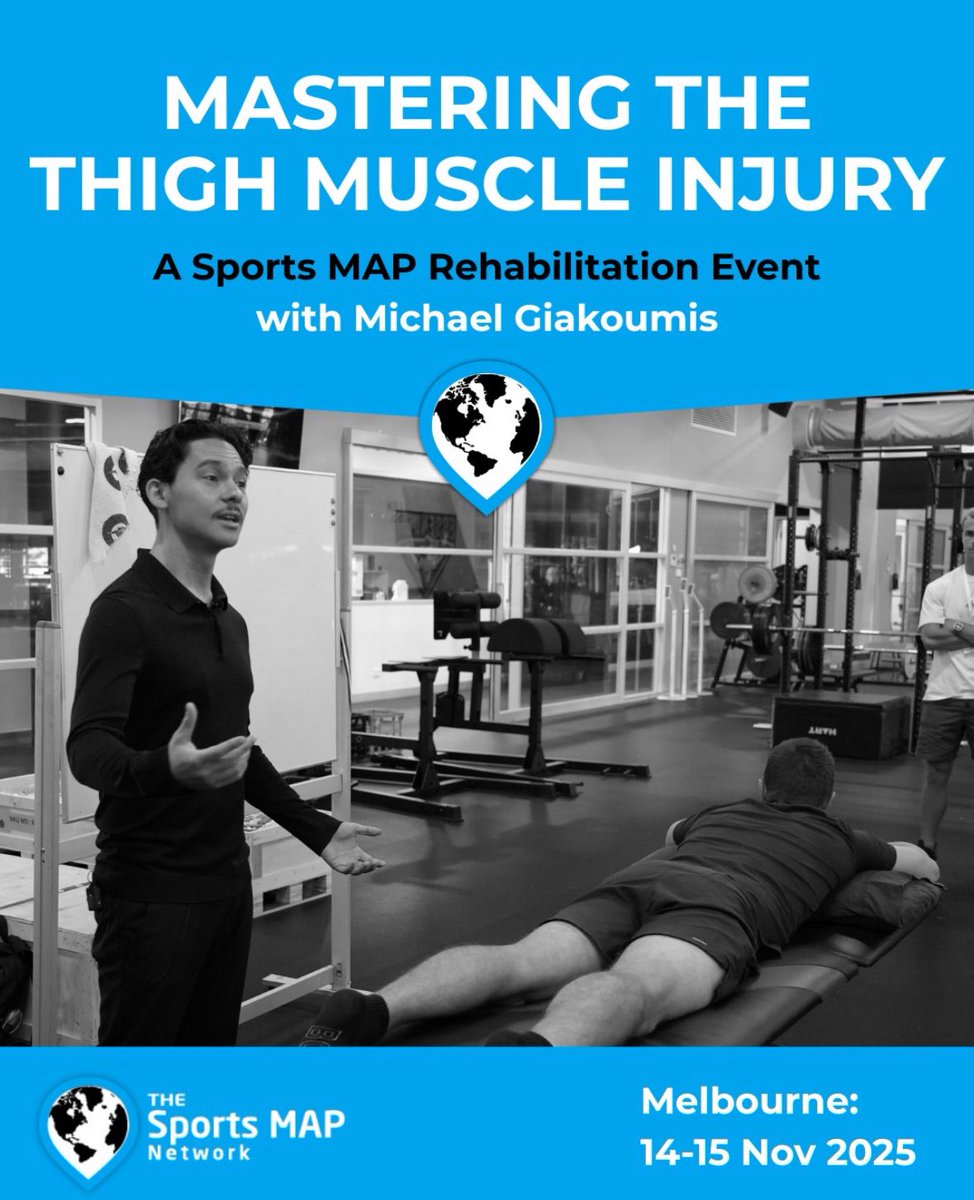 sportsmapnet's tweet photo. Mastering the Thigh Muscle Injury, run by Michael Giakoumis (EPL), is a 1.5-day course with a focus on thigh muscle injuries, specifically the anterior and posterior thigh.
Comment 'Thigh' for the event link.
#thighinjury #hamstringinjury #musclestrain #hamstringrehab https://t.co/koAUVVZTxX