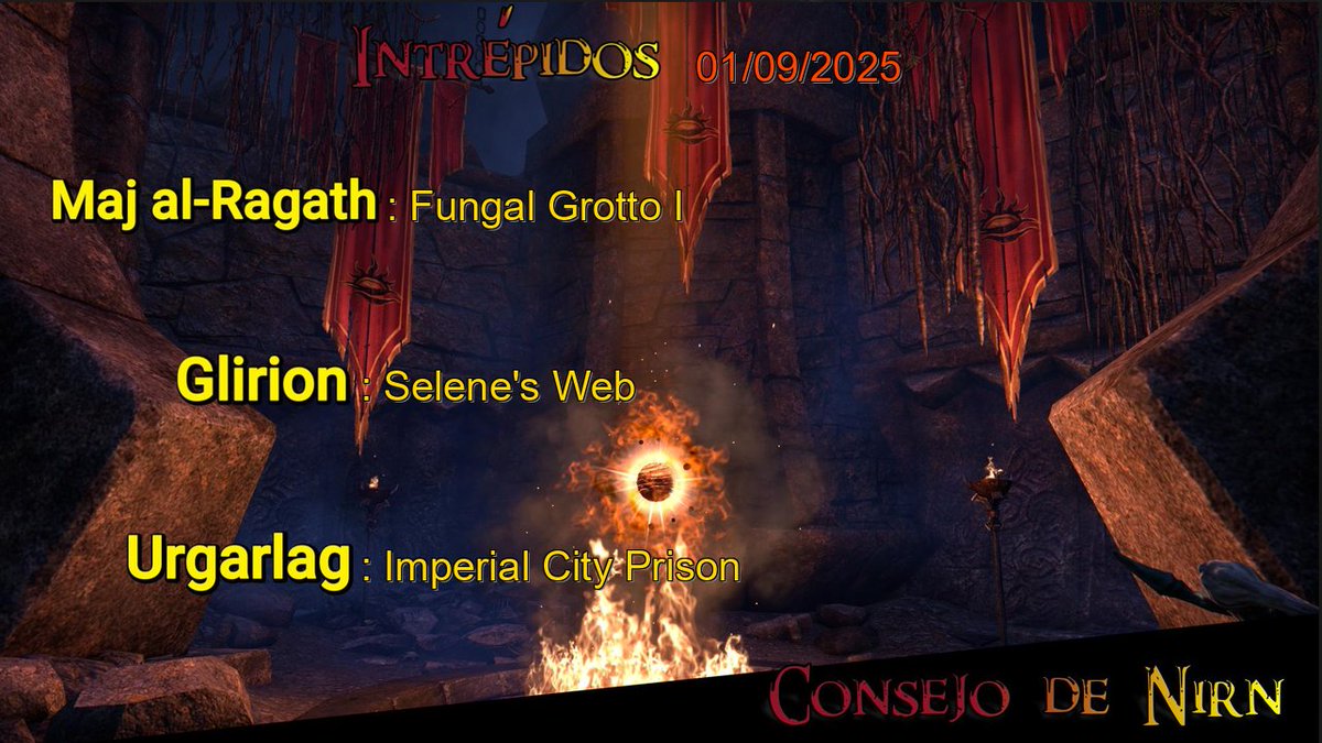 Consejo de Nirn (@consejodenirn) on Twitter photo Buenos días Nirn. Hoy hay escusas para los Intrépidos💪 El destino os lleva a Gruta de los Hongos I, Telaraña de Selene y Ciudad Imperial ¡Conquistad o caed! #IntrépidosESO #PledgesESO #ElderScrollsOnline #ESOFam <a href="/TESOnline_ESP/">The Elder Scrolls Online España</a> Buenos días Nirn. Hoy hay escusas para los Intrépidos💪 El destino os lleva a Gruta de los Hongos I, Telaraña de Selene y Ciudad Imperial ¡Conquistad o caed! #IntrépidosESO #PledgesESO #ElderScrollsOnline #ESOFam <a href="/TESOnline_ESP/">The Elder Scrolls Online España</a>