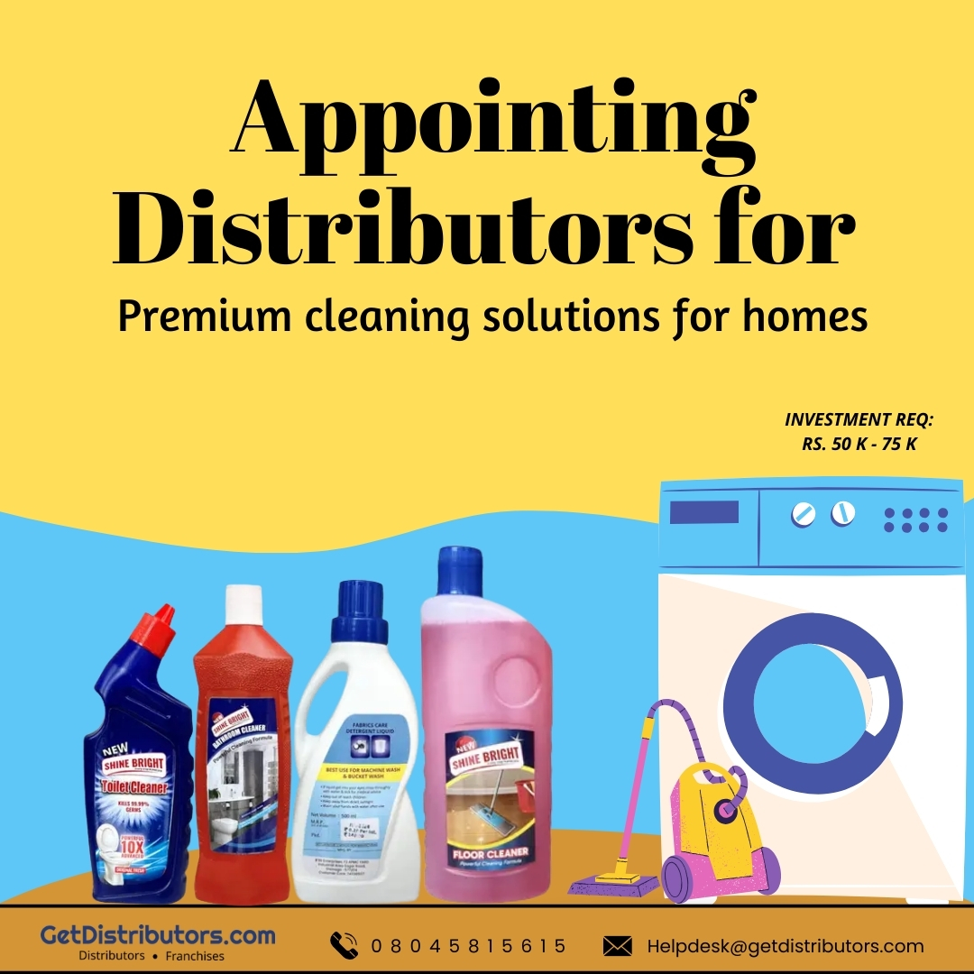 getdistributors's tweet image. ✅ Appointing Distributors for Premium Cleaning Solutions for Homes
🔹 Brand: #ShineBright
🔹 Details:  getdistributors.com/tiny/xFgyyC7un8
💰 Investment Needed: ₹50K – 75
📢 Limited opportunities available. Don’t miss out!
👉 Share your contact details.
#Cleaningsolution #Toiletcleaner