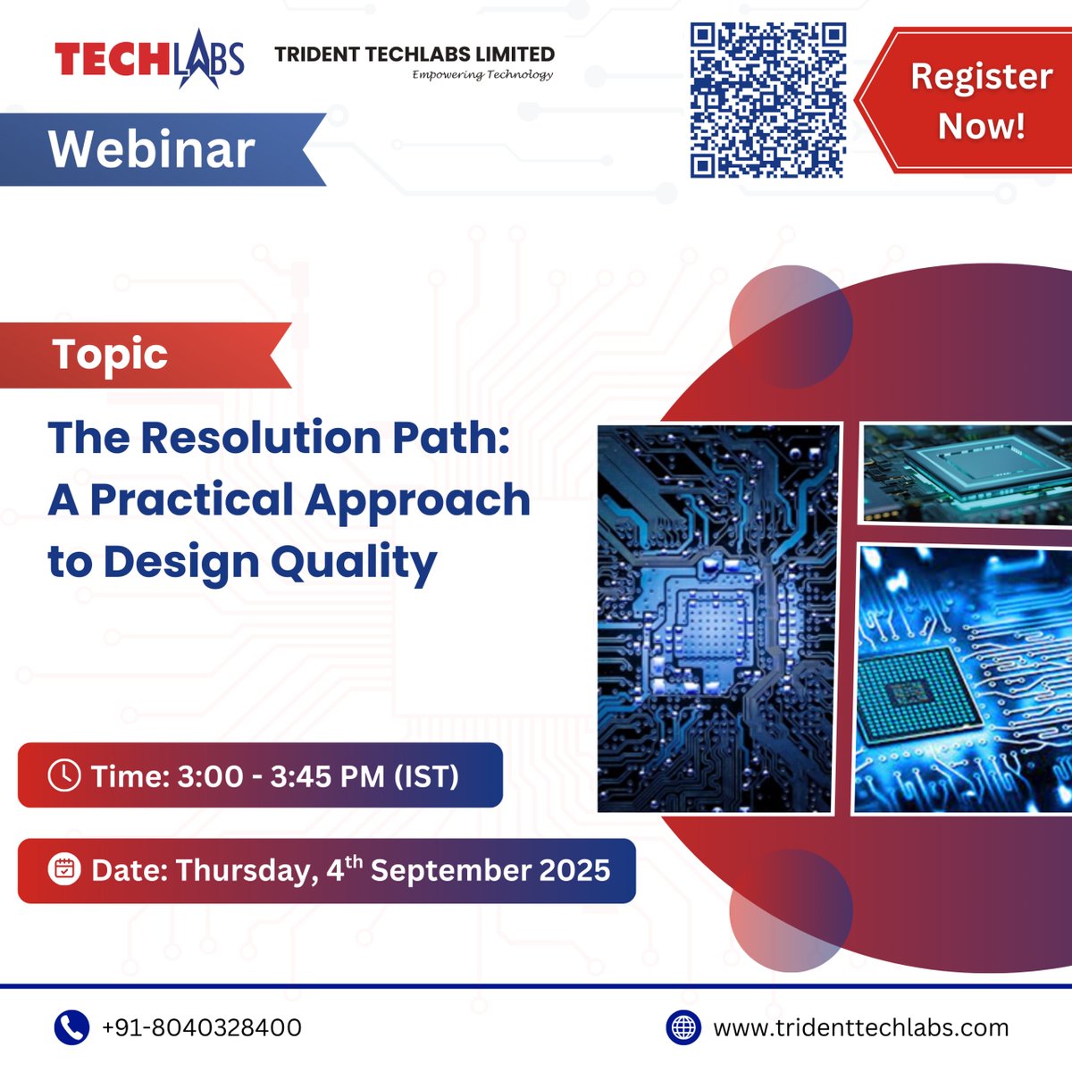 TechlabsTrident's tweet image. 🚀 Join Trident Techlabs for The Resolution Path: A Practical Approach to Design Quality
📅 Sep 4, 2025 | ⏰ 3–3:45 PM
Gain strategies to enhance design reliability & efficiency.
🔗 Register: shorturl.at/N1hww
#Webinar #DesignQuality