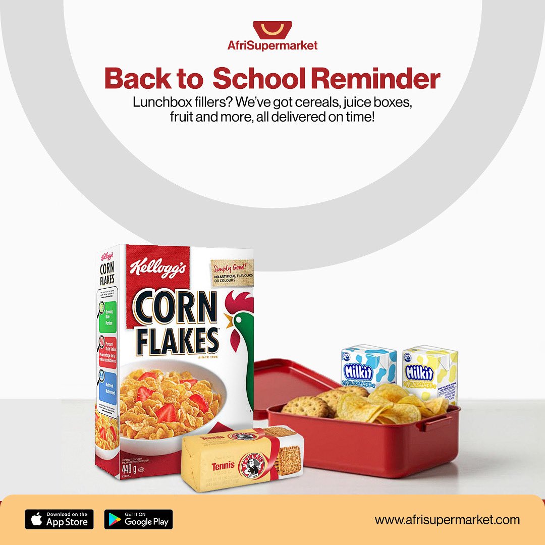 Make school mornings stress-free! 🎒✨ Stock up on cereals, juice boxes, snacks, and more with AfriSupermarket — delivered right to your door, just in time for lunchbox prep. 🍎🥤🍪 #BackToSchool #AfriSupermarket
