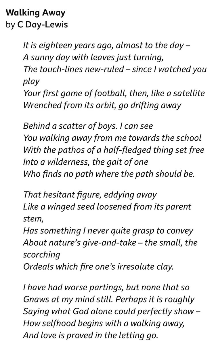 D1, who was only born last Wednesday, starts big school this week. Here’s a poem by C Day Lewis for everyone who’s going through the same thing we are, and wondering how the hell that happened. 

Love is proved in the letting go