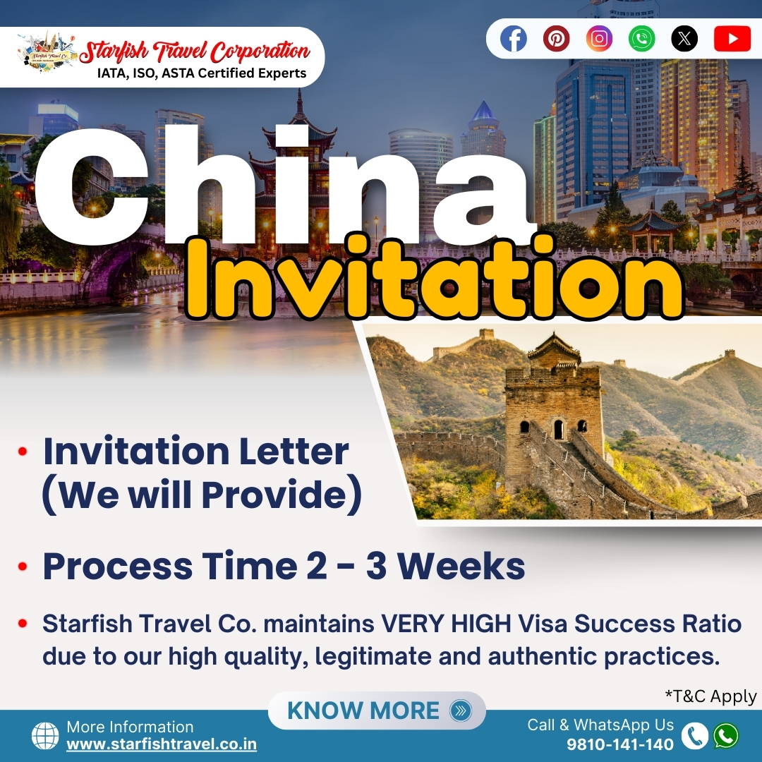 Starfish Travel Co. (@costarfish) on Twitter photo China Invitation (We Will Provide)
We Ensure that we only Provide you with Authentic Information
.
You got Questions? We have Answers!
To know more details contact us
📞 Call Now: +91 98101 41140
📩 info@sftc.in |
🌐 sftc.in
.
.
.
#visa #internationaltravel China Invitation (We Will Provide)
We Ensure that we only Provide you with Authentic Information
.
You got Questions? We have Answers!
To know more details contact us
📞 Call Now: +91 98101 41140
📩 info@sftc.in |
🌐 sftc.in
.
.
.
#visa #internationaltravel