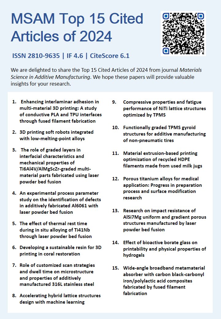 MSAM_ASP's tweet image. 🚀 Materials Science in Additive Manufacturing 2024 Top 15 Cited Articles are out! Discover cutting-edge research in #AdditiveManufacturing and #MaterialsScience!
🔗 Read here: accscience.com/journal/MSAM/a…
#3DPrinting #MSAM #TopCited