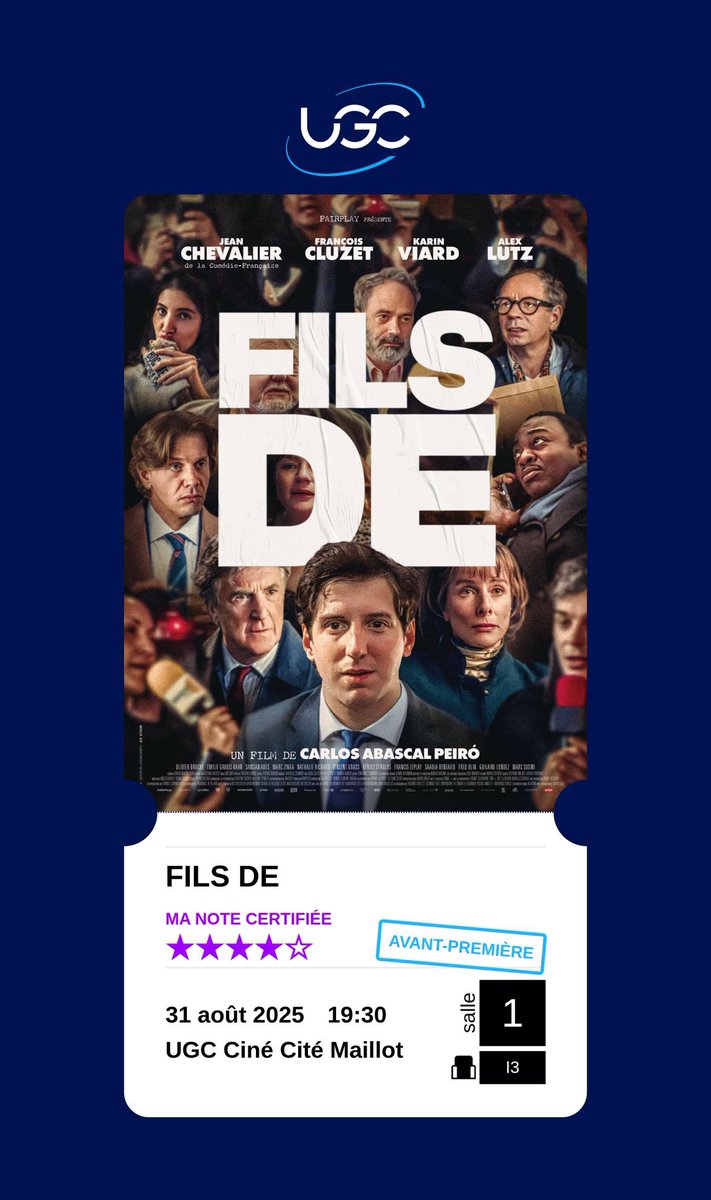 Voici mon nouveau billet dans ma collection UGC ! 
Vu hier à ⁦<a href="/UGCcinemas/">UGC</a>⁩ Maillot 🤗
Tu peux en savoir plus sur le film ici : ugc.fr/film_17112.html