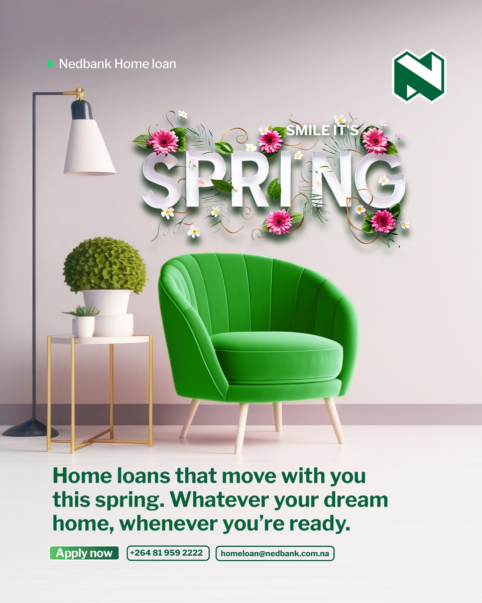 NedbankNam's tweet image. 🌸 Bloom into your new beginning. 

This spring, let your dream home take root. With Nedbank Home Loans, you get flexibility and support that moves with you - whenever you’re ready. 

#GetMoneyFit #SpringGoals #NedbankHome #NedbankNamibia #SeeMoneyDifferently
