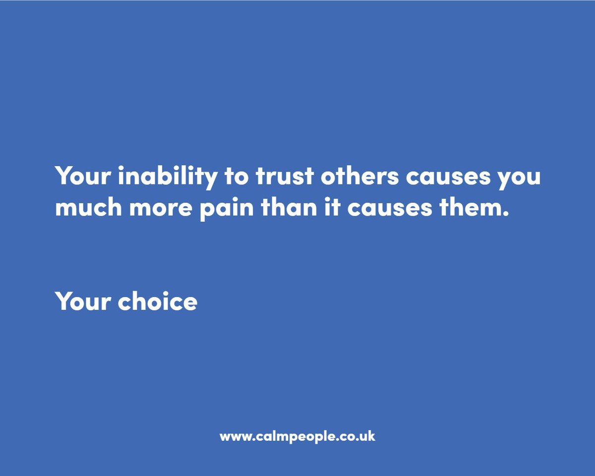 TheCalmPeople's tweet image. Your inability to trust others causes you much more pain than it causes them. Your choice. 

#livingwithcancer #thegratitudeattitude #lovinglife #humanresources #hr #mentalhealth 
#managementconsulting #management #happiness #mentalhealth  #insurance #workfromhome