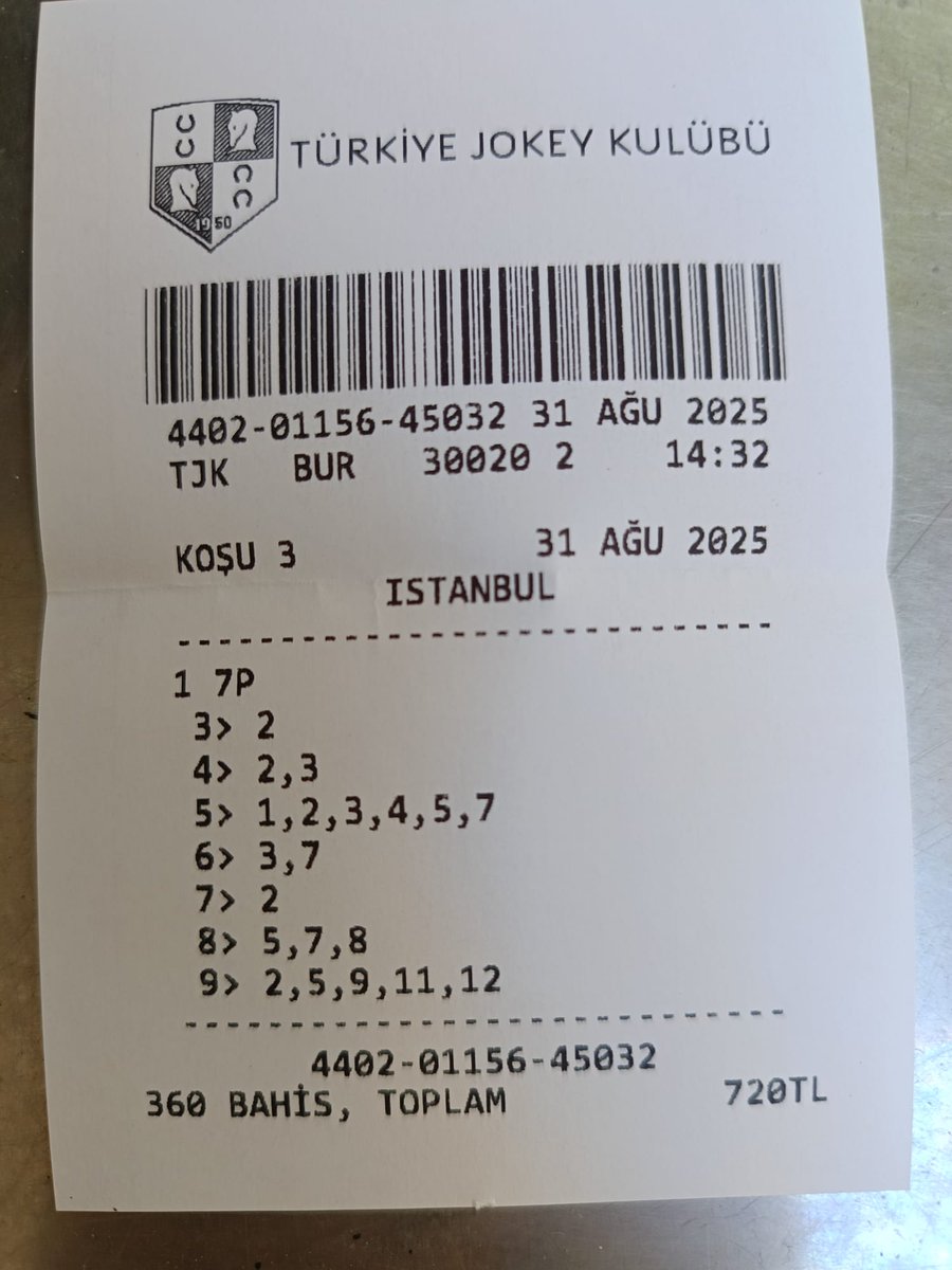 Herkese iyi Haftalar . Dün arkadaş oynadı . Beni ortak etti  Sağolsun 4 Misli İSTANBUL  7 Li Plase  👍💯✌️🧿