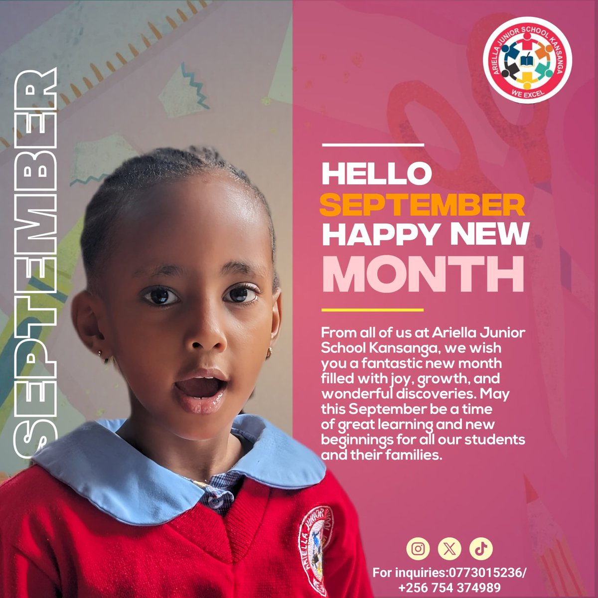Well, well… 🤗September showed up 😏✨ Okay then, let’s make it our best chapter yet 🚀📚. Bring on the wins! 💪 #HelloSeptember #NewMonthNewGoals
#AriellaJuniorSchool
