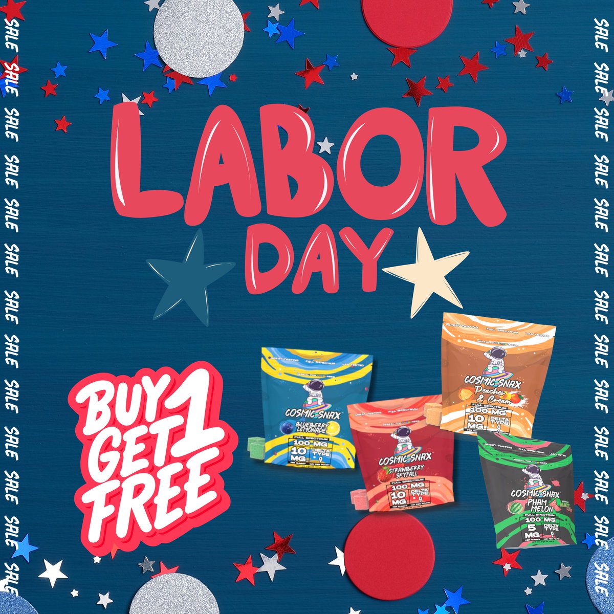 🇺🇸 HAPPY LABOR DAY 🇺🇸

Today we honor hard work, dedication &amp; the grind that keeps us moving forward. 💪🫶

To celebrate, enjoy our Labor Day BOGO Sale:
👉Buy One, Get One FREE on all 10 &amp; 20 count gummy pouches! 

Relax, recharge &amp; treat yourself, you’ve earned it. 🙌