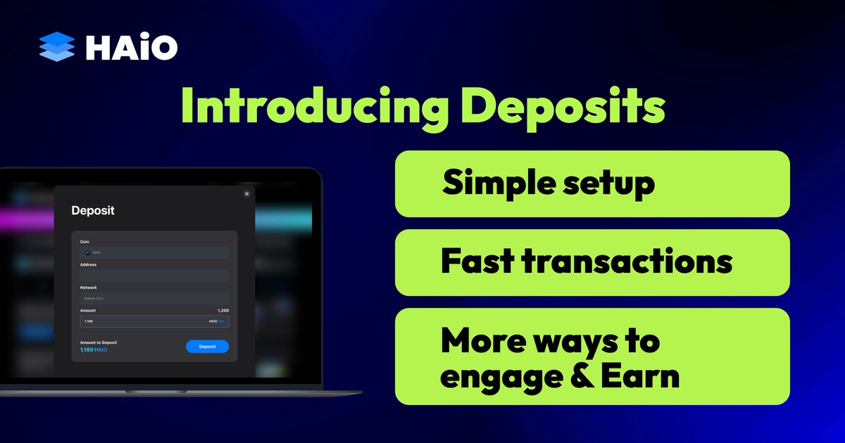 HAiO_Official's tweet image. 💡 New Feature Update on HAiO 🎶

You can now deposit $HAIO directly inside the platform — making it easier than ever to engage, participate, and unlock rewards.

Simple. Fast. Secure. 🚀

👉 haio.fun

#HAiO #Deposit #FeatureUpdate #MusicFi #HAiO #Deposit…