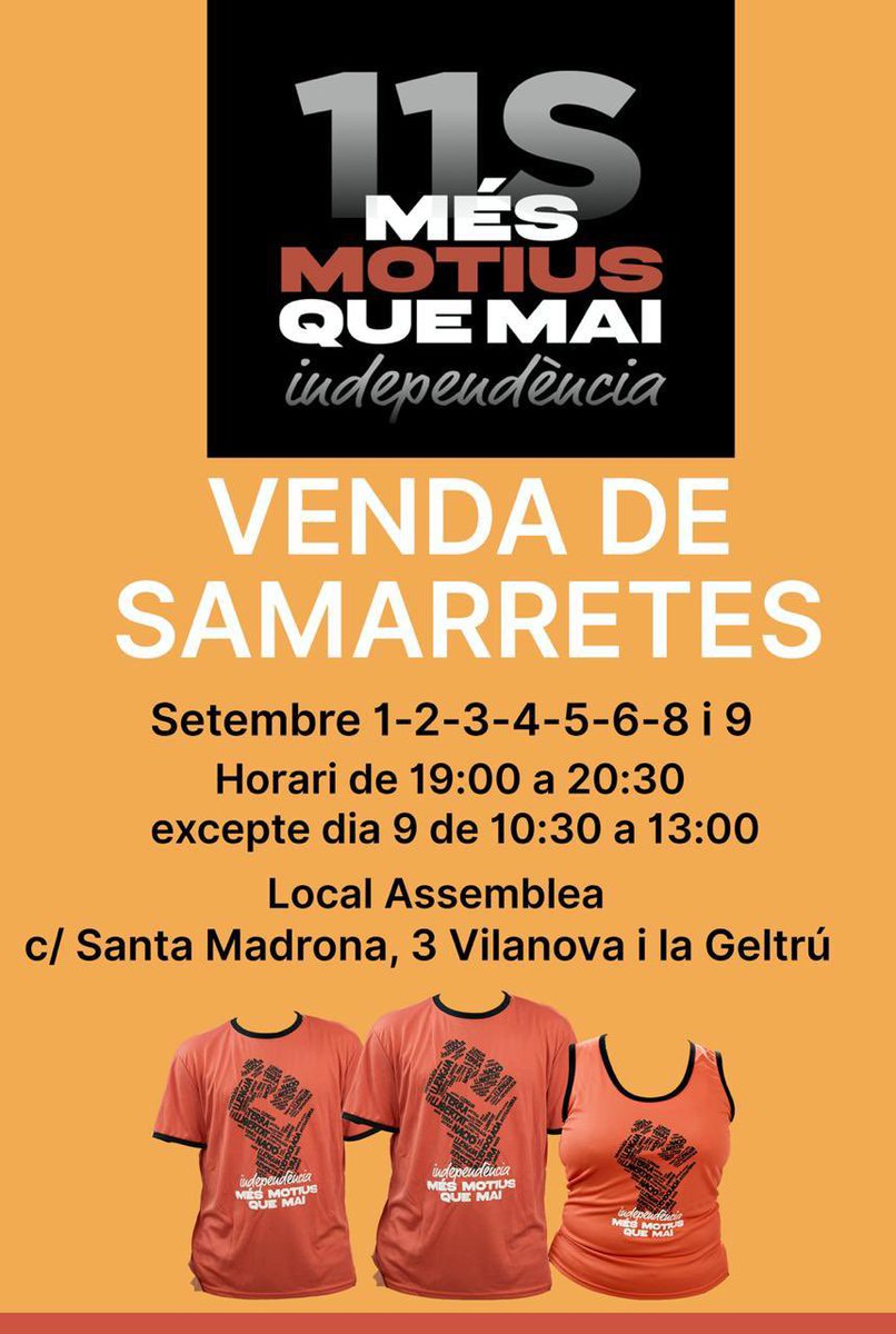 Us recordem que avui dilluns comencem la venda de samarretes.