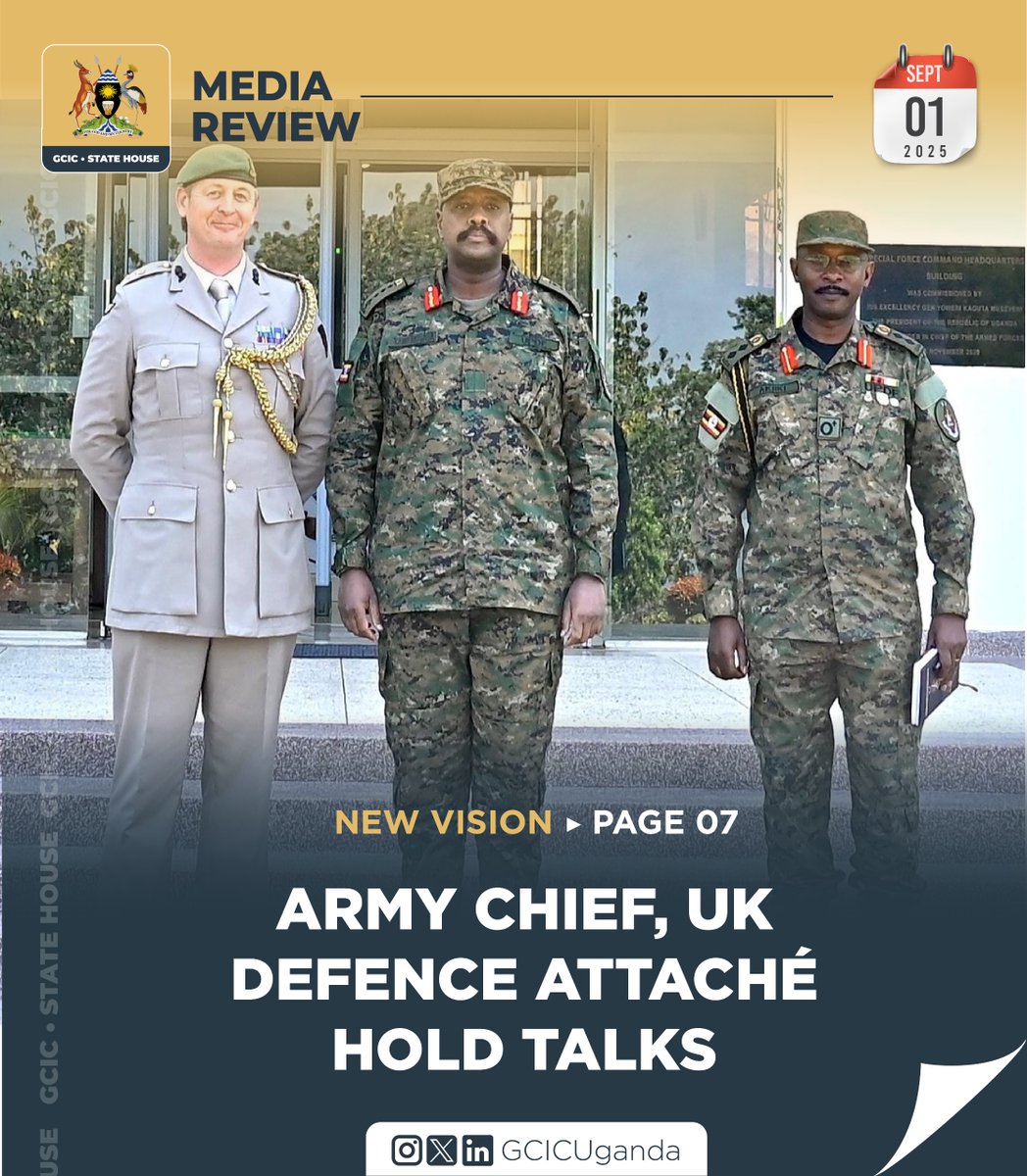 GovUganda's tweet image. The Chief of Defense Forces (CDF) of the Uganda Peoples’ Defense Forces, Gen. @mkainerugaba , and the UK Defense attaché to Uganda, Lt. Col. Ash Wiseman, have met and discussed matters of mutual interest to the two countries.