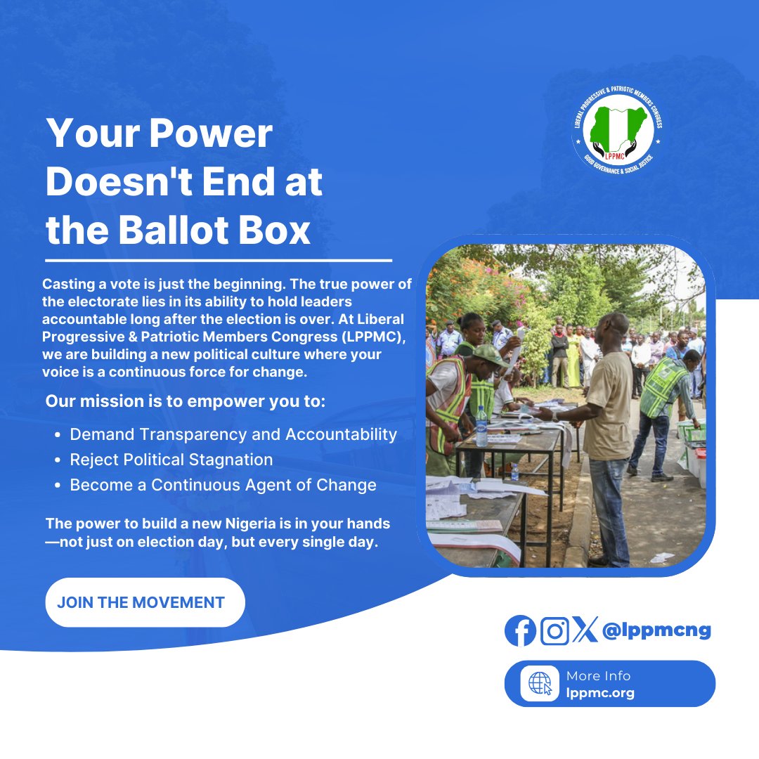The true power of the electorate is a continuous force for change!  LPPMC is building a new political culture where your voice is heard long after the election is over. Join us and turn your vote into lasting impact! #LPPMC