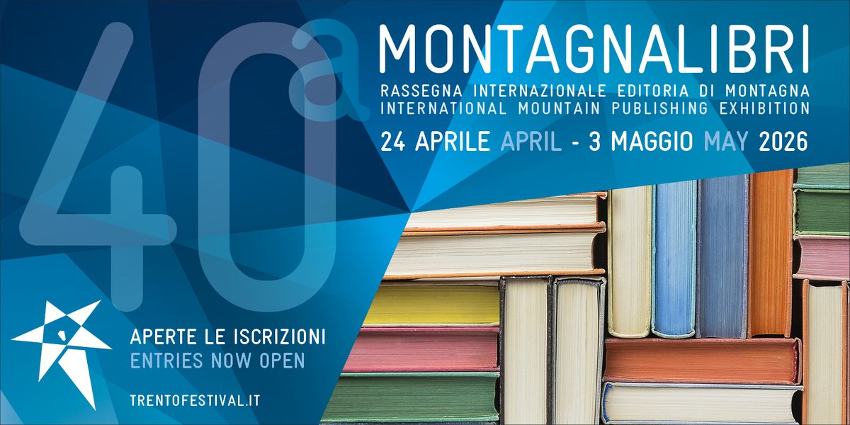 Aperte le iscrizioni per la 40. edizione di #MontagnaLibri!
Due le scadenze per la spedizione dei volumi: il 31 gennaio 2026 per le opere pubblicate durante il 2025; il 31 marzo 2026 per i libri editati tra gennaio e marzo 2026.
Info e iscrizioni ▶️ trentofestival.it/iscri.../iscri…
