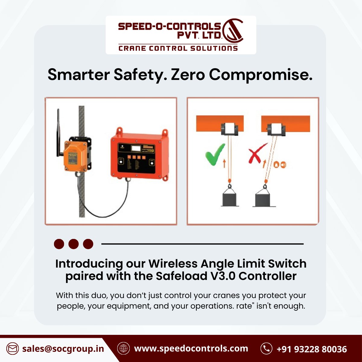 SpeedOControls's tweet image. Protect your lifts with the perfect duo: 🔹 Wireless Angle Limit Switch – quick install, no wiring 📷 Safeload V3.0 – overload protection + data logging Compact, reliable, built for crane safety. #CraneSafety #SmartAutomation #SpeedOControl