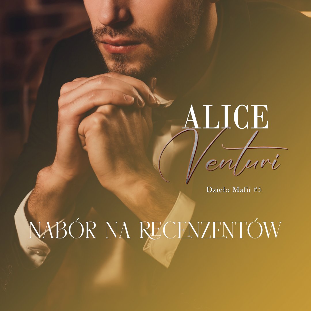 Szukam recenzentów do mojej najnowszej premiery ,,Alice Venturi" Wszyscy, którzy chcą przeczytać oraz wystawić recenzję zapraszam do kontaktu: wydawnictwokdwilczega2023@gmail.com🥰

Co musisz zrobić?

* Podaj linki do swoich mediów społecznościowych;
* Od recenzentów oczekuję