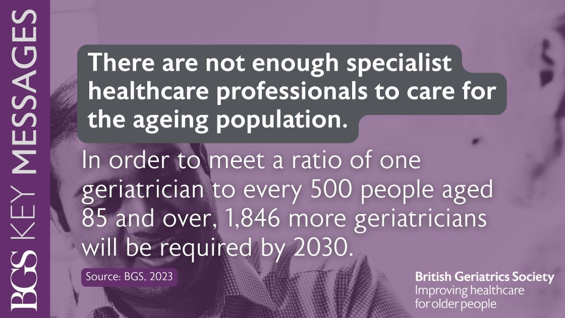7 of 10 key BGS messages on older people's healthcare: 

There are not enough specialist healthcare professionals to care for the ageing population. 
buff.ly/QStP2AE