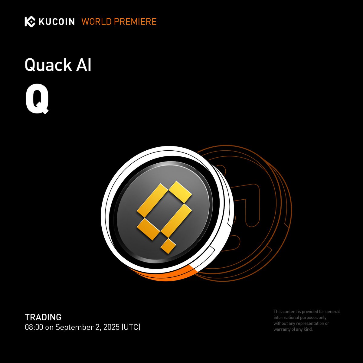 📢 World Premiere Listing: @QuackAI_AI $Q is coming soon to #KuCoin! Quack  AI is the AI governance layer for Web3 — a modular infrastructure stack  enabling autonomous, on-chain decision-making across protocols, DAOs,