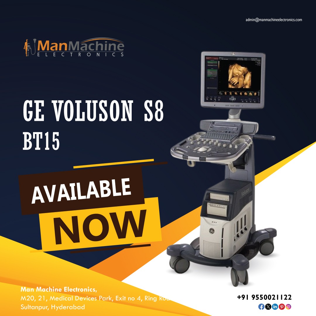 GE Voluson S8 BT15 ultrasound machine is available for sale at Man Machine Electronics

For more details call us at +91 9550021122
view our website @ manmachineelectronics.com

#GEVolusonS8 #UltrasoundMachine #MedicalEquipment #ManMachineElectronics  #UltrasoundForSale