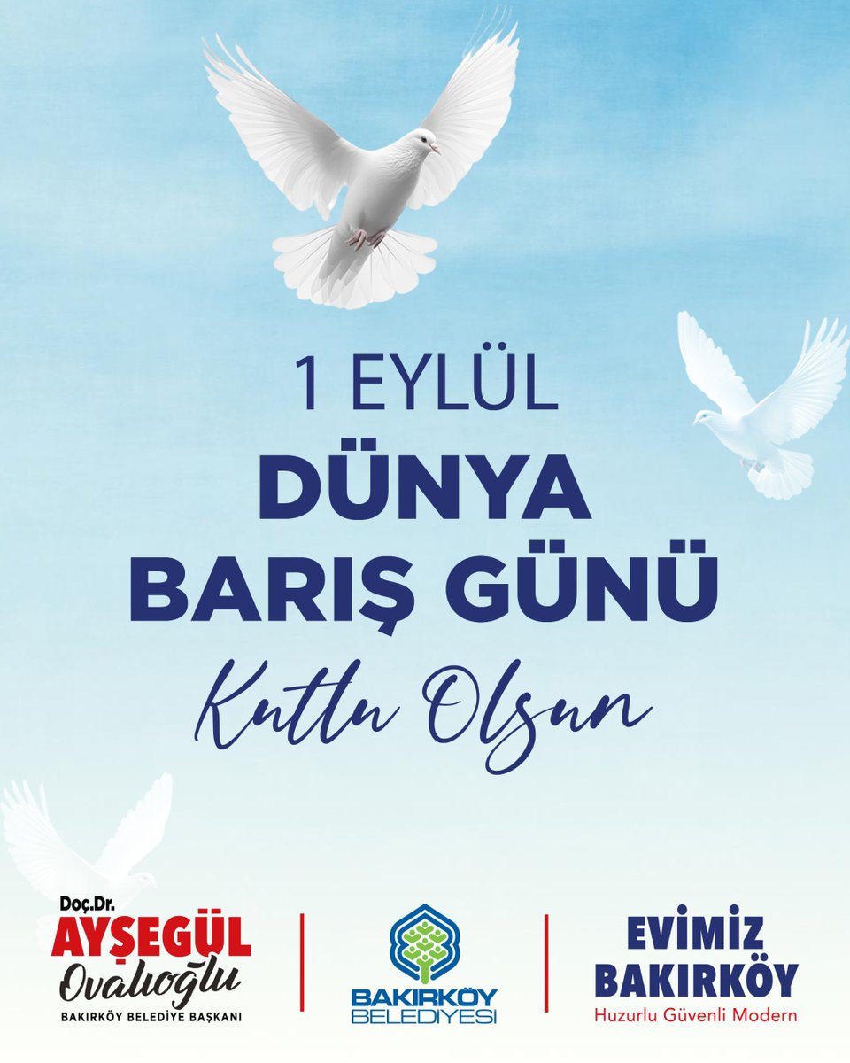 Bu dünya, barışı, sevgiyi ve bir arada yaşamı savunanların ellerinde güzelleşecek.

Çocuklarımıza savaşlarla yıkılan bir dünya değil, barış içinde kocaman bir yaşam bırakacağız.
#1EylülDünyaBarışGünü kutlu olsun.