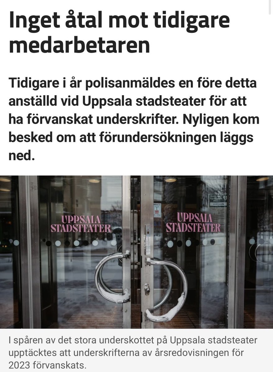 Inga konsekvenser för de som begår brott inom Uppsala kommun. Medarbetaren som förfalskat underskrifter slipper åtal. Misstankarna läggs ner.