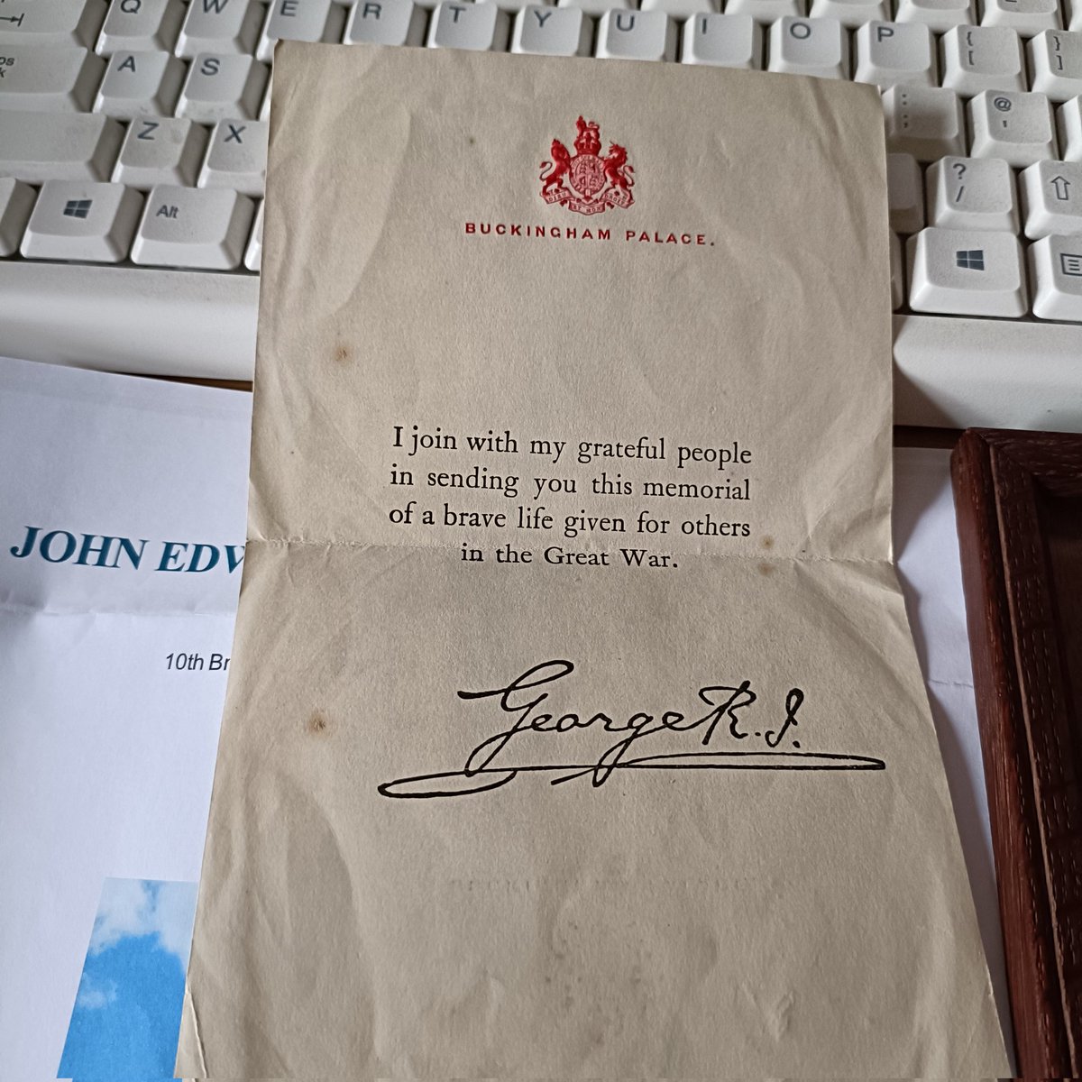 Taking this soldiers death plaque to the Thiepval Memorial on the anniversary of his death. I wonder if any of his family got to visit #lestweforget