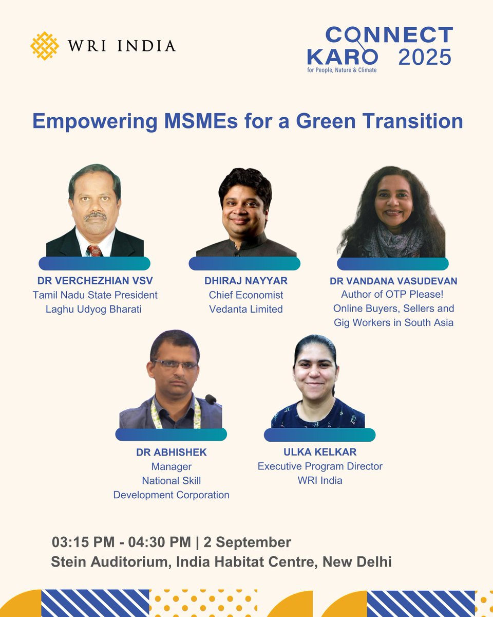 Our plenary ‘Empowering MSMEs for a Green Transition’ at #ConnectKaro 2025 convenes leaders to examine how India can position MSMEs at the heart of its green transition, highlighting innovative pathways for mobilizing finance.

Register here: bit.ly/4g0QNDn

#CK2025