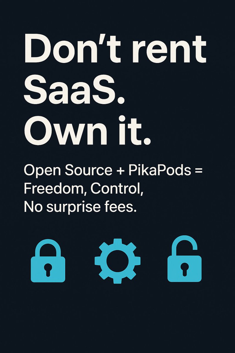 Stop renting SaaS.

Own it.

Open Source + PikaPods = Freedom.

#Privacy #OpenSource #SelfHosting