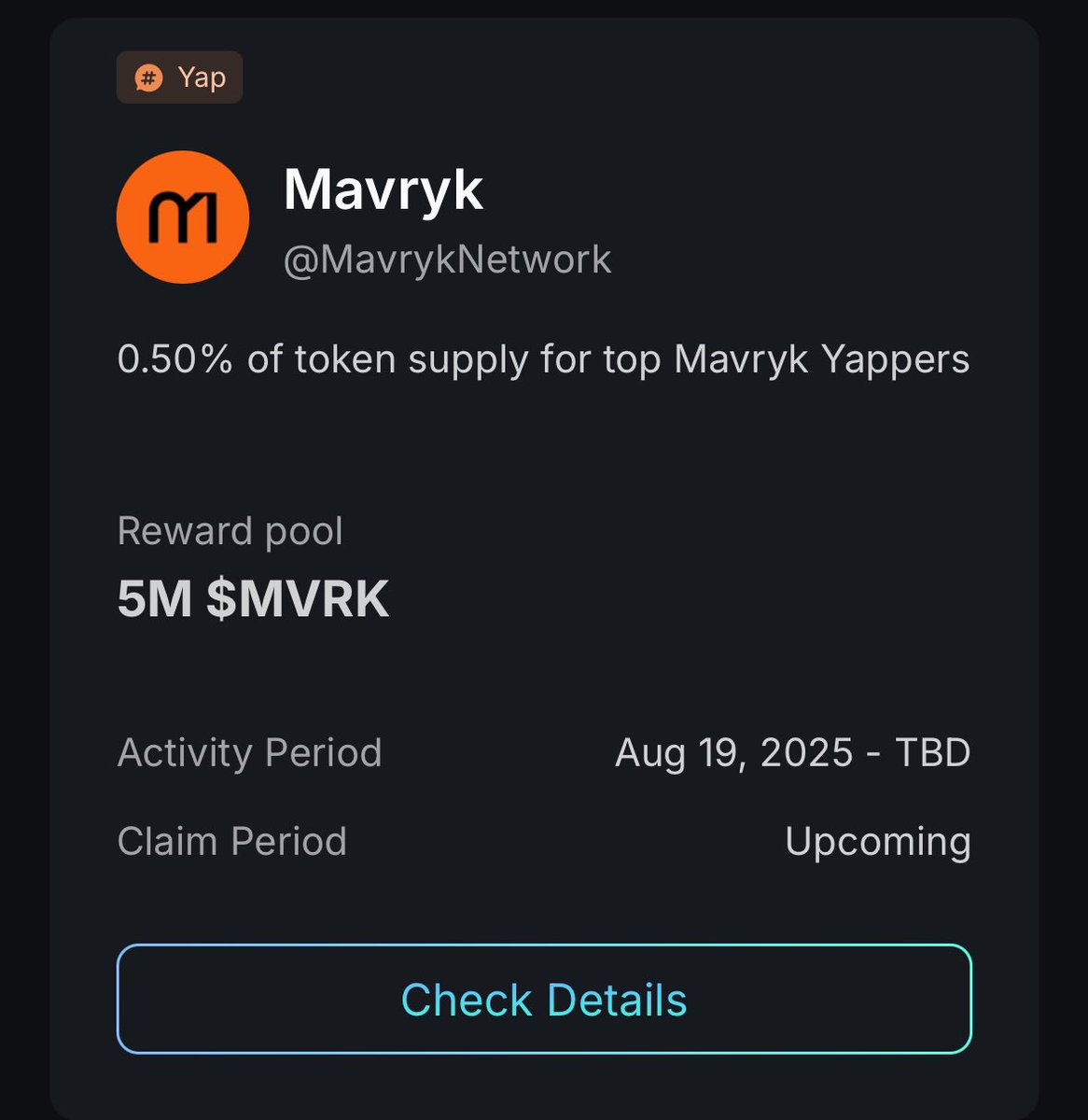 The Ordinary Guy (@iblamehsan) on Twitter photo Dozens are yapping about <a href="/MavrykNetwork/">Mavryk Network | Tokenizing $10B in RWAs</a>
Does it really worth it ?
YES
no threshold for yapping
1B supply - no token for kaito eco
Let's say it gets 0.5 price → $2.5M drop for yapping only for 3 weeks
+$10B deal signed with <a href="/multibank_io/">MultiBank.io</a>
Mavryk does worth it
Gmavryk Dozens are yapping about <a href="/MavrykNetwork/">Mavryk Network | Tokenizing $10B in RWAs</a>
Does it really worth it ?
YES
no threshold for yapping
1B supply - no token for kaito eco
Let's say it gets 0.5 price → $2.5M drop for yapping only for 3 weeks
+$10B deal signed with <a href="/multibank_io/">MultiBank.io</a>
Mavryk does worth it
Gmavryk