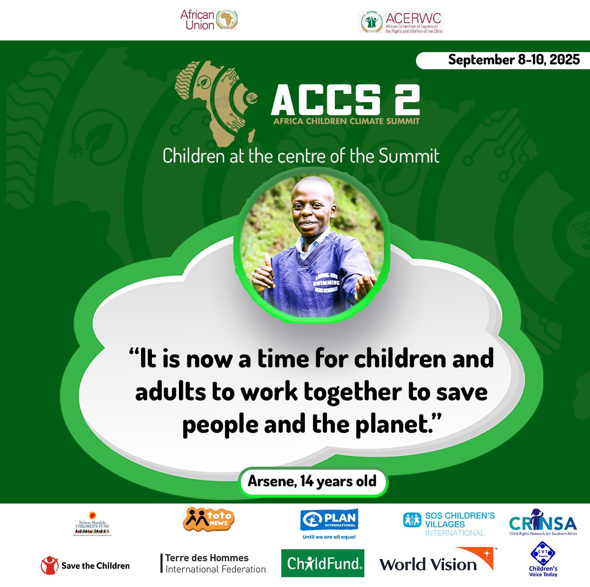 Children's Voice Today (@cvtrwanda) on Twitter photo The Africa Climate Summit 2025 is a platform that empowers children and youth to become climate innovators and leaders. Invest in their future for a resilient Africa.
#ClimateAction
#ACS2025
#ChildrenLead
<a href="/PlanRwanda/">Plan International Rwanda</a>
<a href="/_AfricanUnion/">African Union</a>
<a href="/Save_AU_Liaison/">SavetheChildren PAO</a>
<a href="/acerwc/">ACERWC</a>
<a href="/SCIRwanda/">Save the Children Rwanda & Burundi</a> The Africa Climate Summit 2025 is a platform that empowers children and youth to become climate innovators and leaders. Invest in their future for a resilient Africa.
#ClimateAction
#ACS2025
#ChildrenLead
<a href="/PlanRwanda/">Plan International Rwanda</a>
<a href="/_AfricanUnion/">African Union</a>
<a href="/Save_AU_Liaison/">SavetheChildren PAO</a>
<a href="/acerwc/">ACERWC</a>
<a href="/SCIRwanda/">Save the Children Rwanda & Burundi</a>