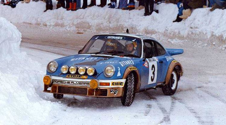 La Porsche 911 Almeras, pilotée par Jean-Pierre Nicolas, vainqueur du rallye de Montecarlo 1978.