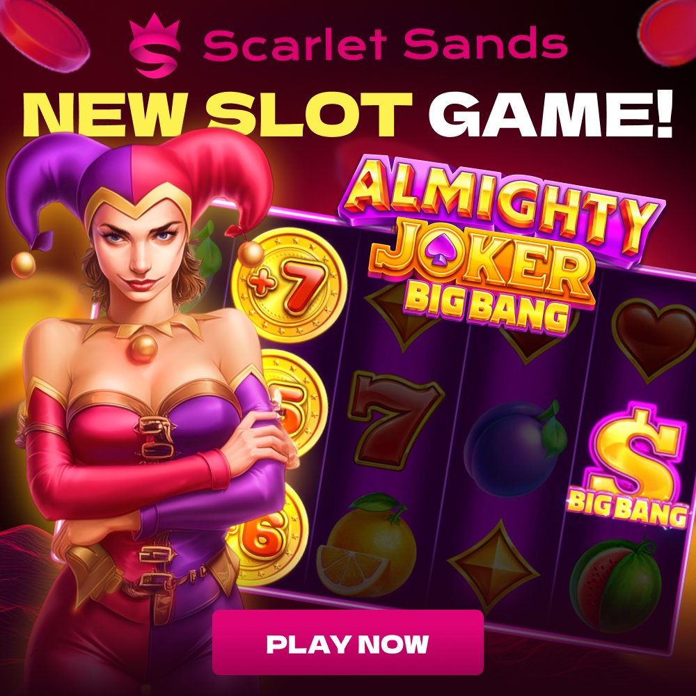 Scarlet_Sands's tweet photo. 🔥 NEW SLOT – Almighty Joker: Big Bang!
Spin now &amp; feel the thrill 🎰✨
👉 Available only at Scarlet Sands! https://t.co/PSoqvlOcCO