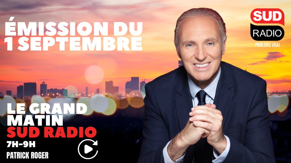 Vous avez manqué le #GrandMatin ? Retrouvez le replay de l'émission du 01/09 en intégralité avec <a href="/PatrickRogerE/">Patrick Roger</a> 

➡️ Christophe Tena (maire de Fontjoncous), <a href="/BrunoChretien/">Bruno Chretien</a>, <a href="/francoisedegois/">francoise degois</a>, Robert Ménard et <a href="/Clem_Autain/">Clémentine Autain</a> sont les invités du jour   

sudradio.fr/emission/legra…