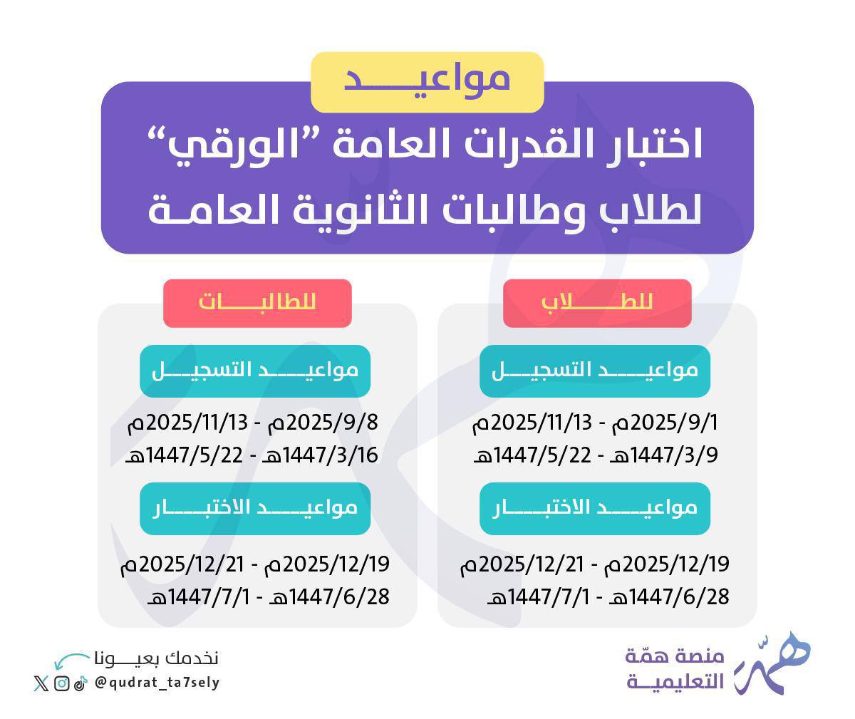 قدرات و تحصيلي | منصة همة tweet media
