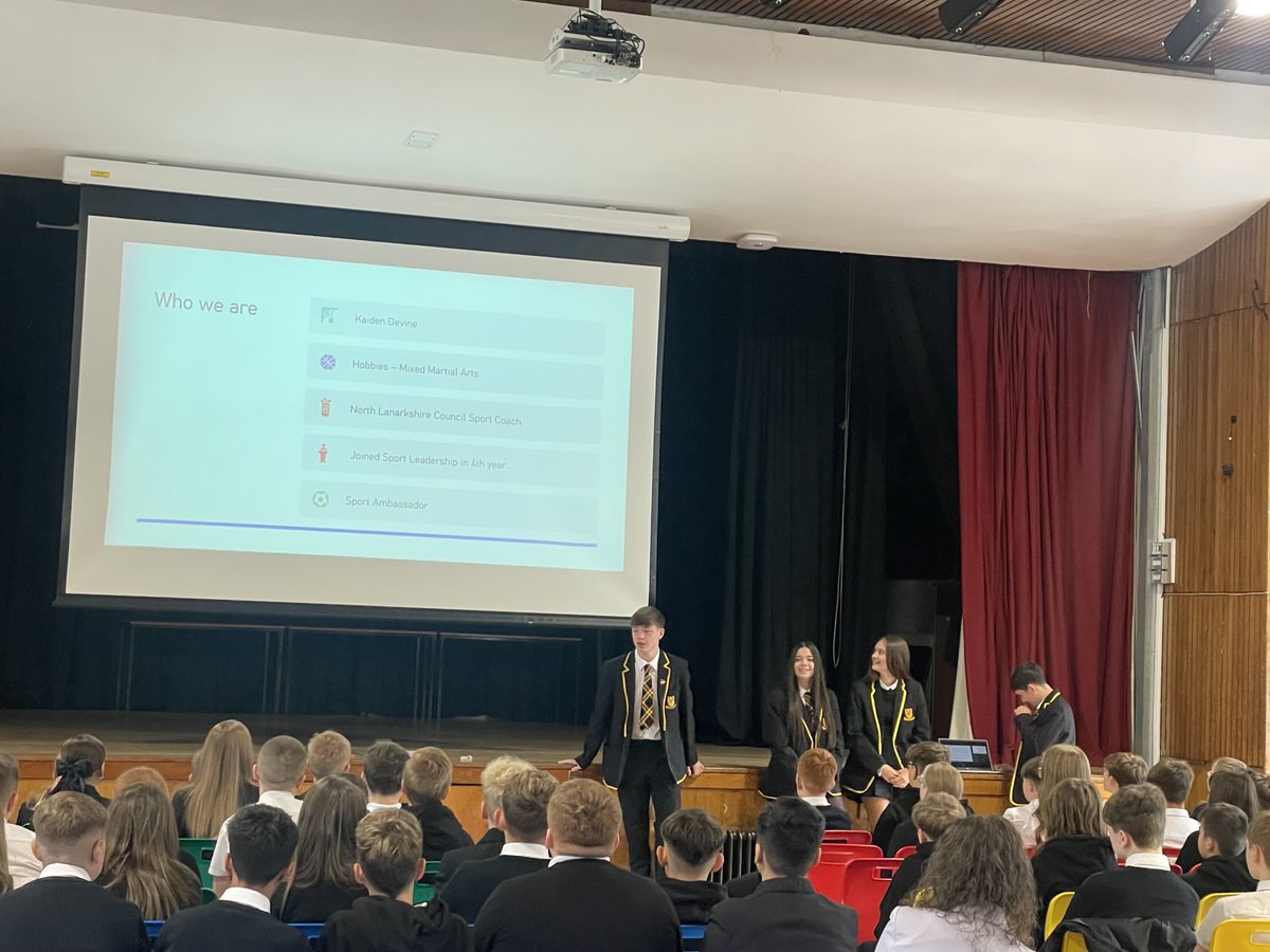Assemblies for S1-S4 today. 100% S1 in school uniform and respect shown to our senior sports leaders was excellent. What a brilliant start to S1.